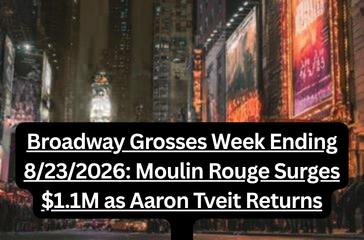 Broadway Grosses Week Ending 8232026 Moulin Rouge Surges $1.1M as Aaron Tveit Returns